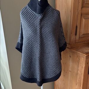 Banana Republic Black and Gray Knit Poncho Sweater